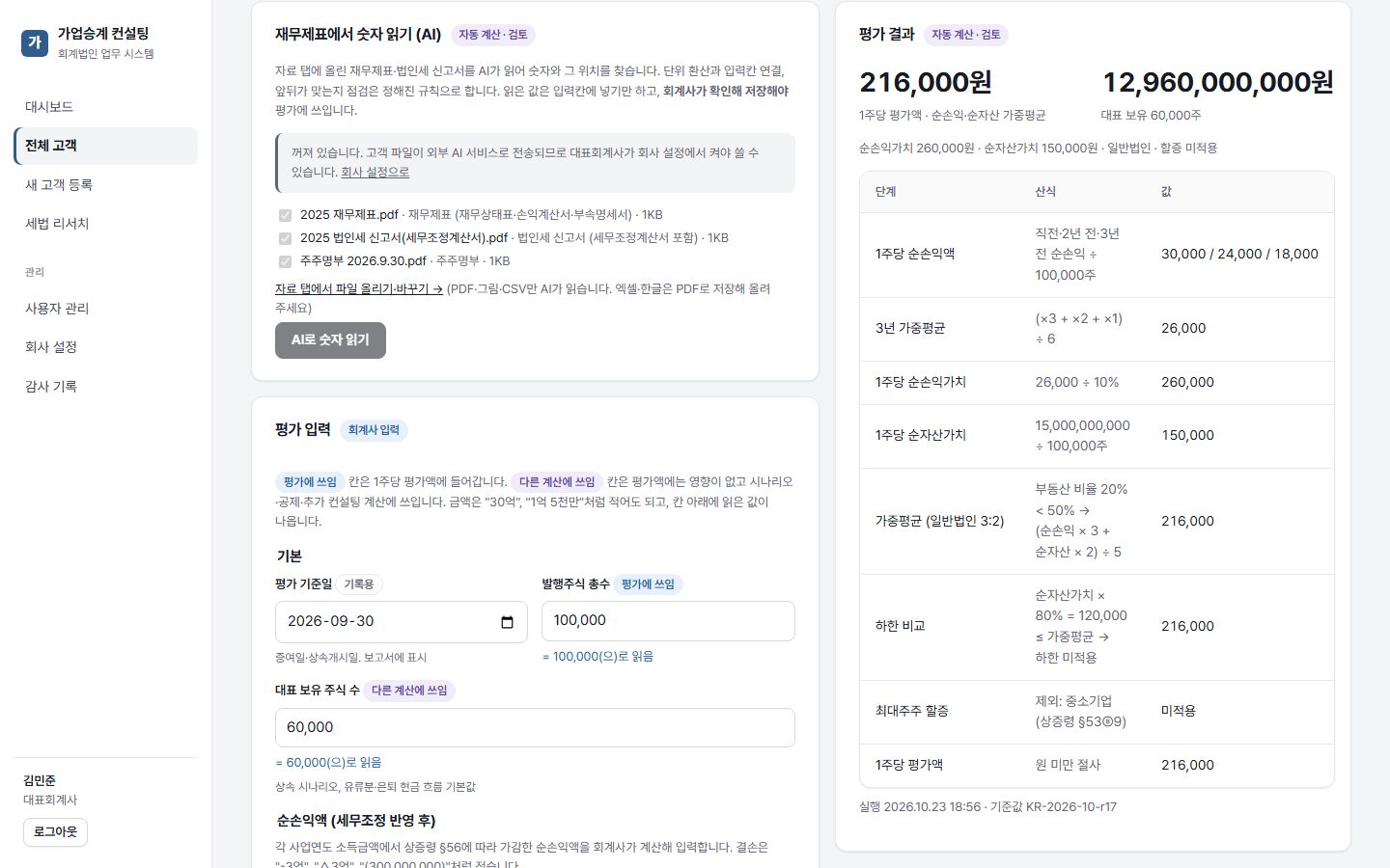 비상장주식 평가 결과와 산식